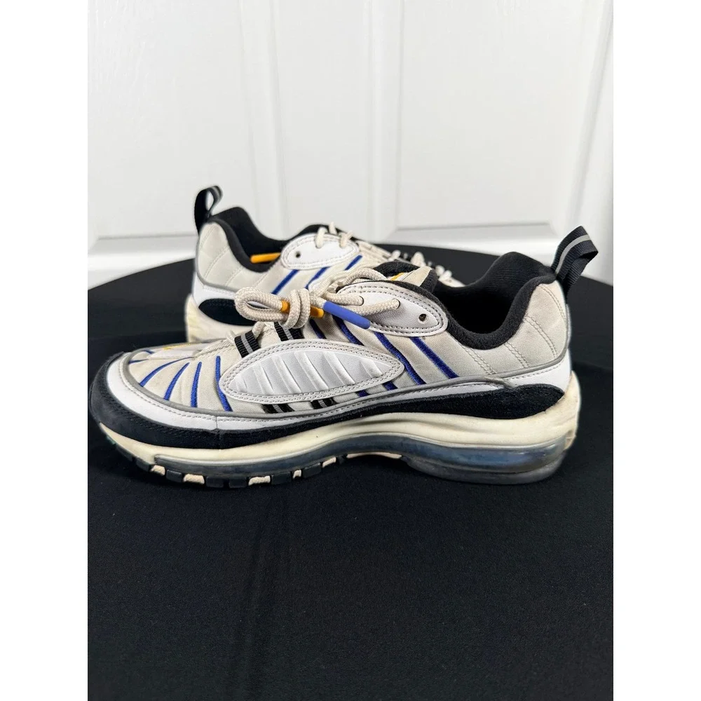 Nike Air Max 98 GS Kids White Deep Royal Blue Yellow CJ7393-100 Size 5.5Y
